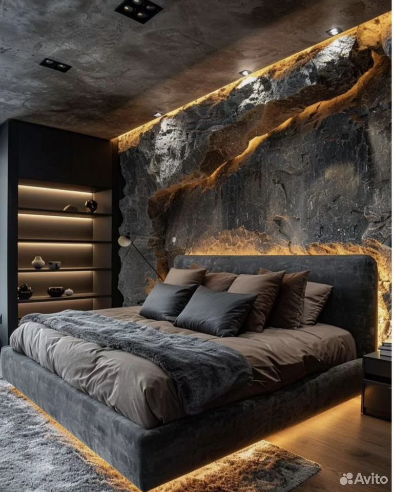 Готовая декоративная скала в гостиной