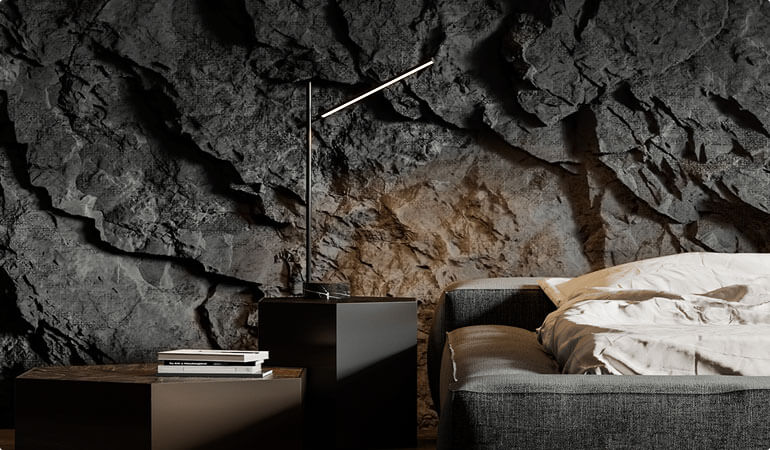 Декоративная стена в спальне с подсветкой 8м²